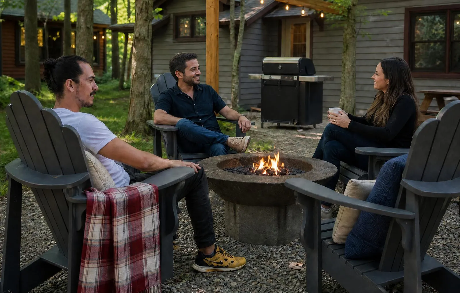 Evening conversations around the fire at DollyBrook